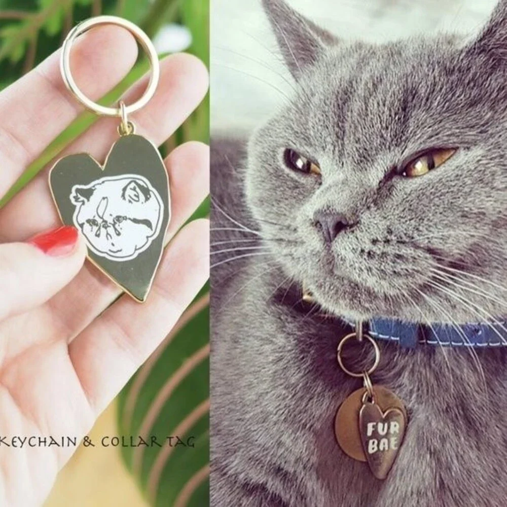 Hello Harriet Cat keychain and 'Fur Bae' Collar Tag